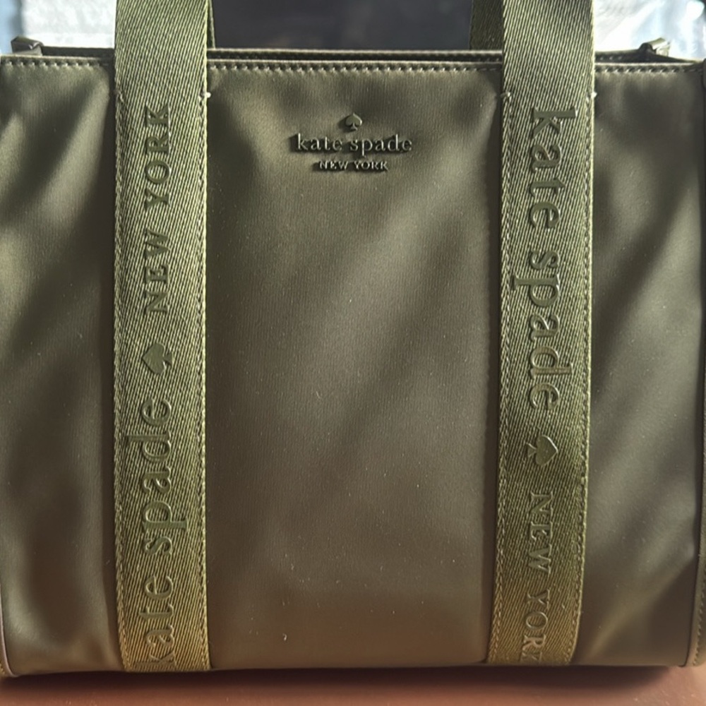 kate spade Olive Green Nylon Tote with Branded Webbing Straps
